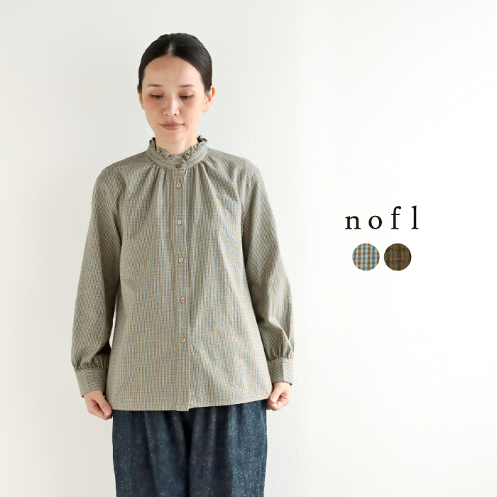 nofl ビエラチェックフリルブラウス