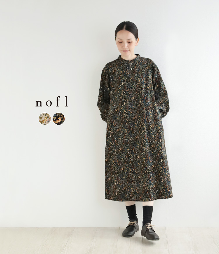 nofl コーデュロイforest柄ワンピース