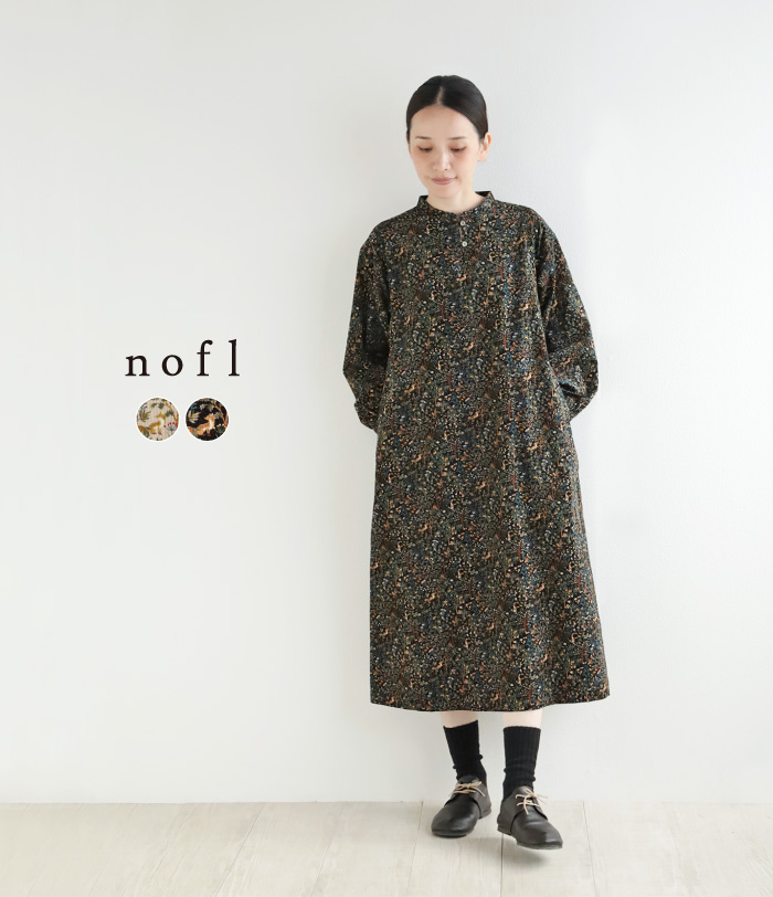 nofl コーデュロイforest柄ワンピース
