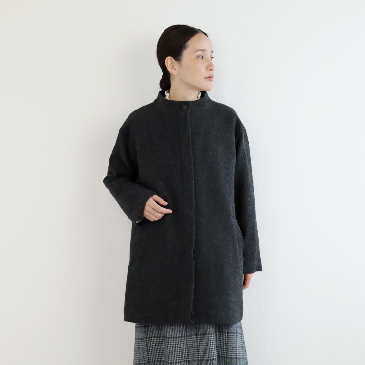 nofl】ウールスタンドカラーコート 644211500 | ナチュラル服通販