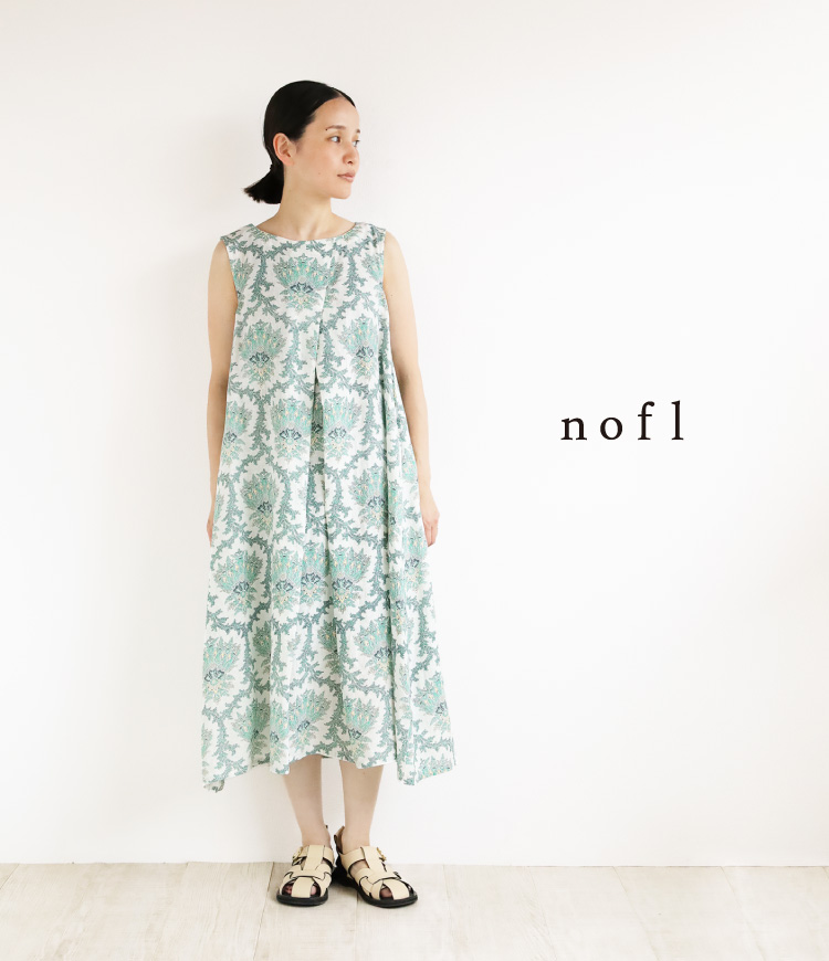 nofl リトアニアリネンダマスク柄ワンピース