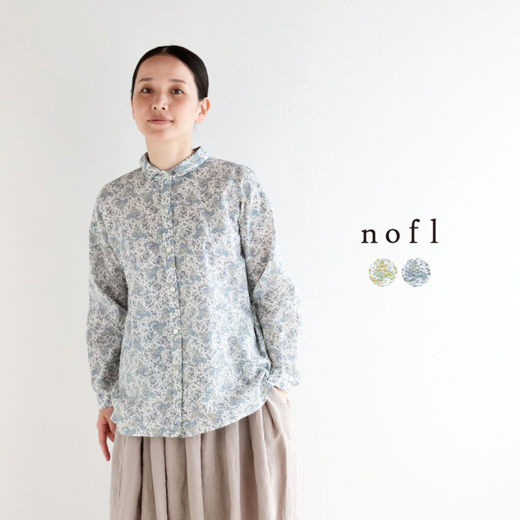 nofl コットンフラワーペーズリーブラウス