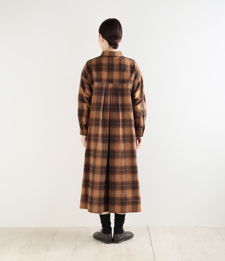 nofl】コットン起毛チェックシャツワンピース 644212080 | ナチュラル