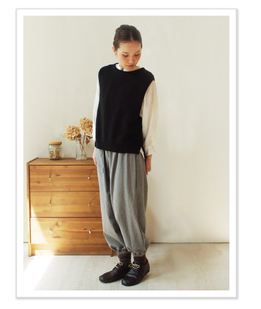 douxbleu リネンスタンドカラーシャツ コーディネイト02
