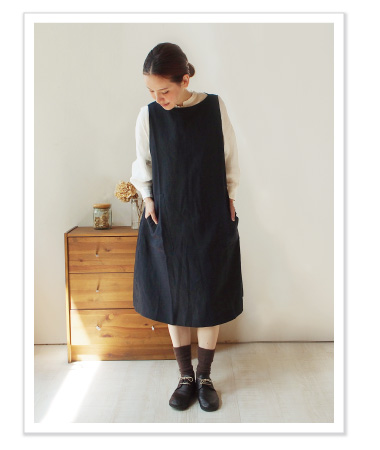 douxbleu リネンスタンドカラーシャツ コーディネイト03