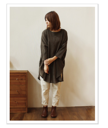 douxbleu ウールガーゼワイドトップス コーディネイト01