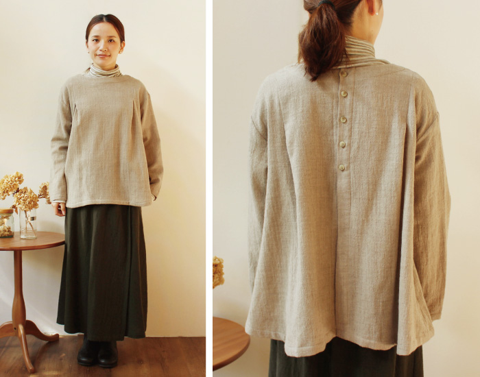 YARRA 2WAYウールガーゼブラウス