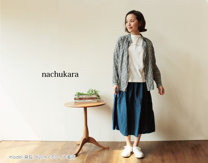 nachukara コットンプリント七分袖Tシャツ