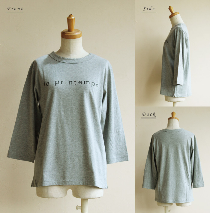 nachukara コットンプリント七分袖Tシャツ