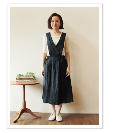 doux bleu ビスコースリネンサロペットスカート コーディネイト01