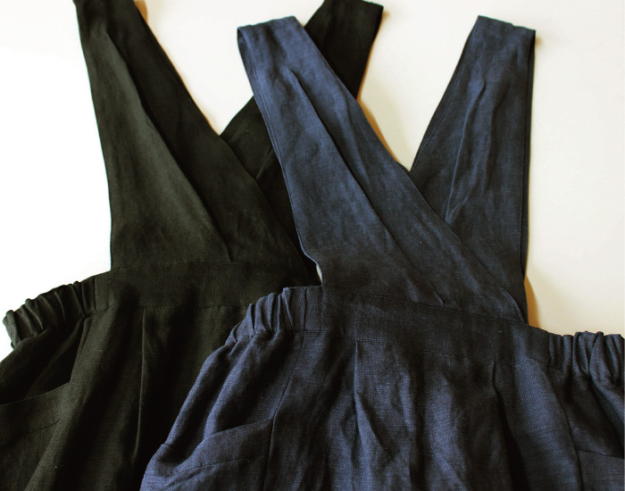 doux bleu ビスコースリネンサロペットスカート