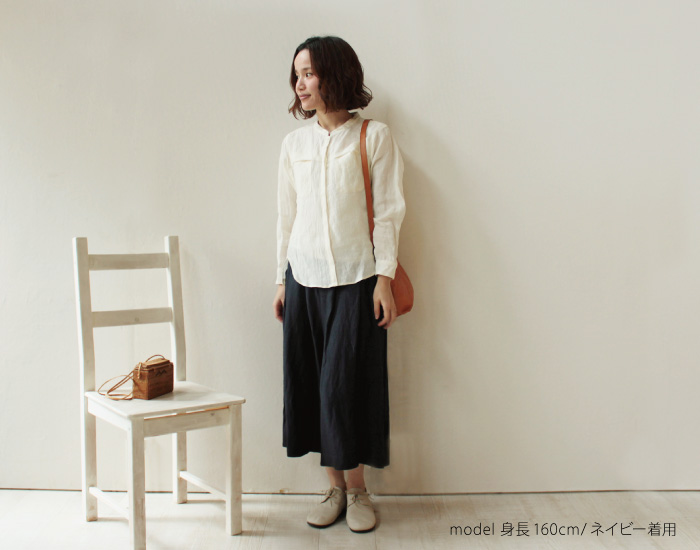 doux bleu ビスコースリネンガウチョパンツ