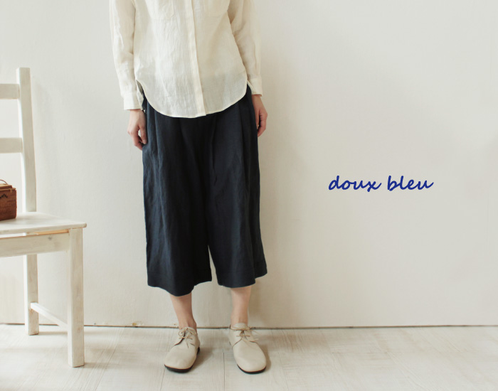 doux bleu ビスコースリネンガウチョパンツ