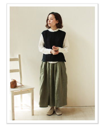 YARRA リネンベーシックシャツ コーディネイト01