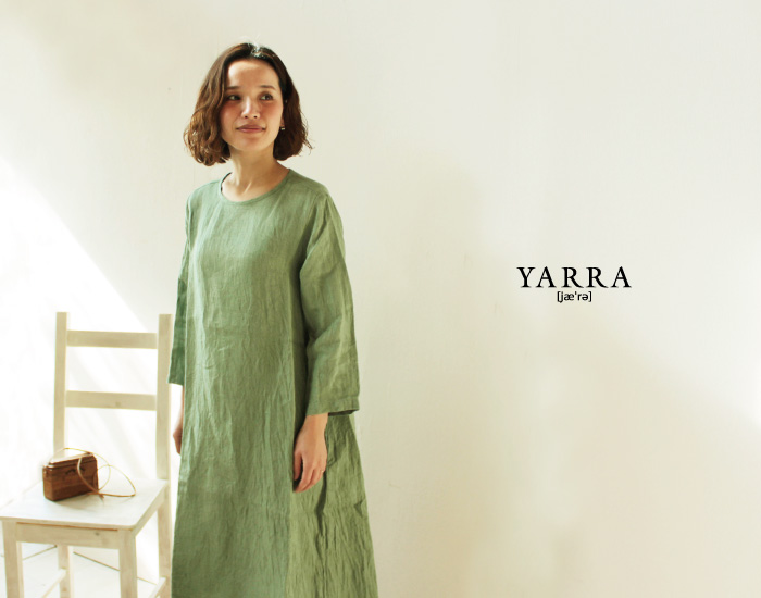 YARRA後ろ釦ヘリンボンワンピース