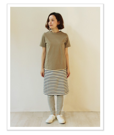 NARU ラフィー天竺半袖クルーネックTシャツ コーディネイト01
