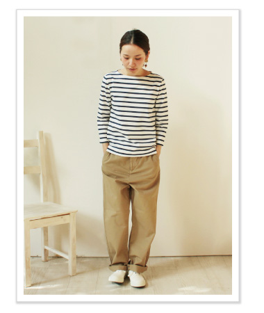 Le minor ボーダー8分袖カットソー コーディネイト01