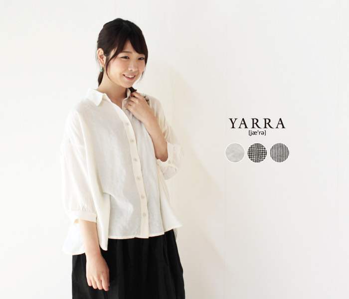 YARRA ボリューム7分袖シャツ着用