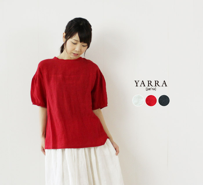 YARRA バック釦シャツプルオーバー着用