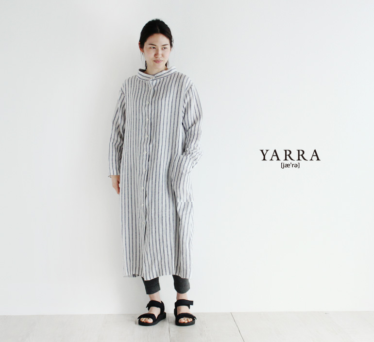Yarra ストライプ両前ワンピース ナチュラル服通販サイト Nofl