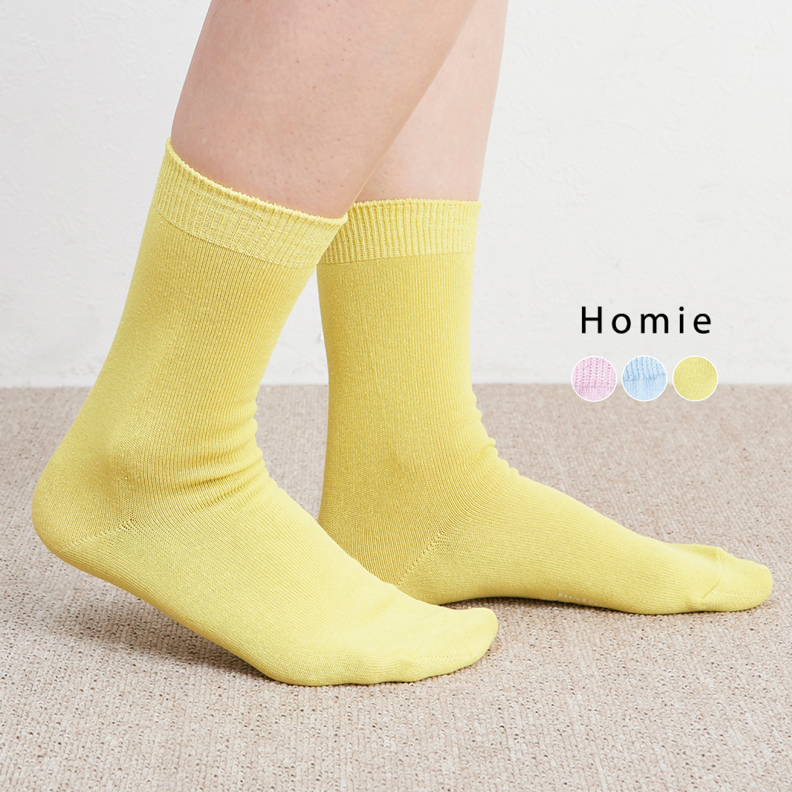 Homie コットンリネンカラーソックス