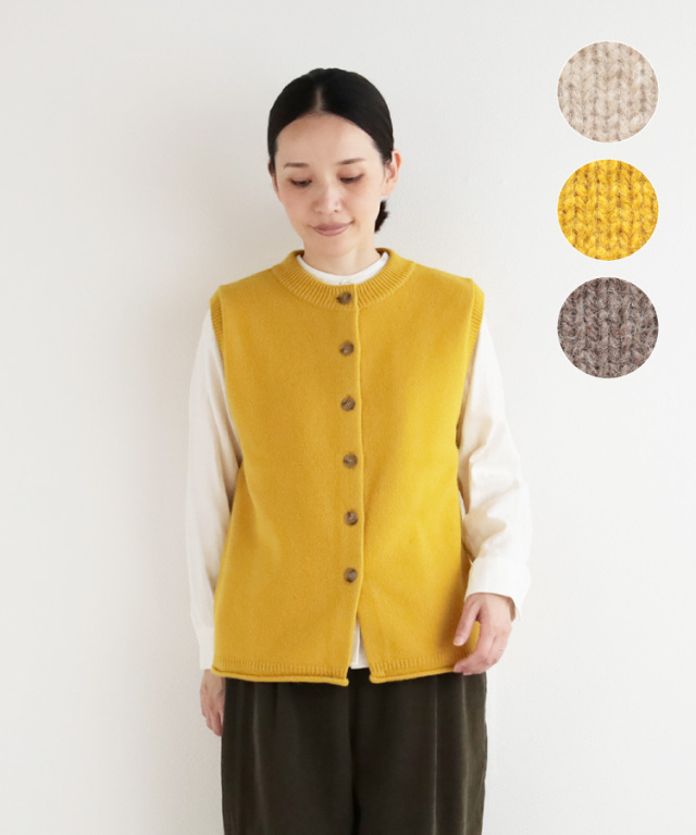 nofl】ウールカシミヤクルーネックベスト 644003830 | ナチュラル服
