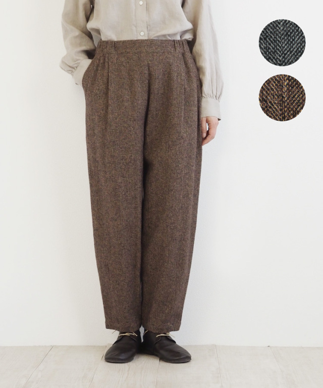 nofl】コットンツイード三つ杢テーパードパンツ 644211100