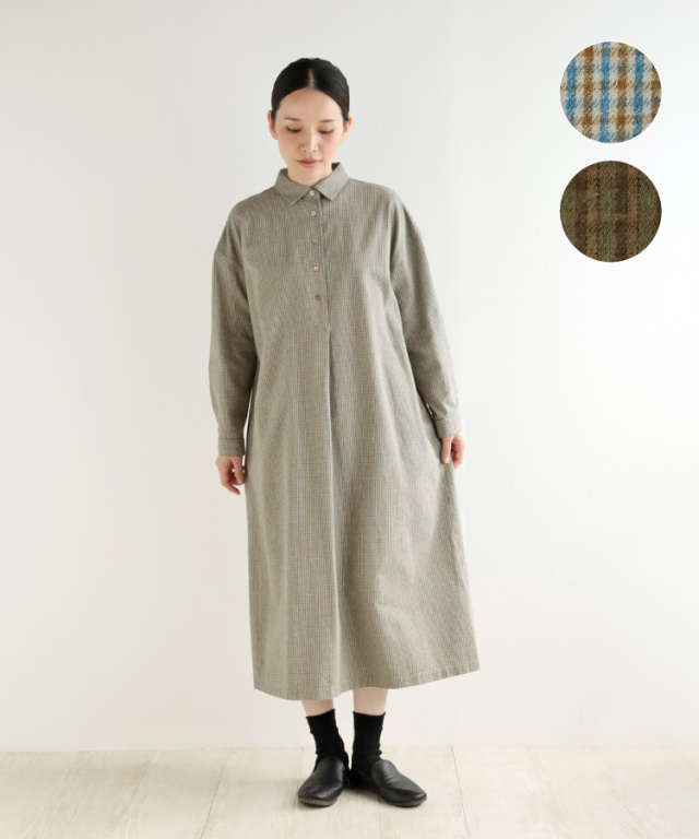 nofl】ビエラチェック襟付きワンピース 644211240 | ナチュラル服通販