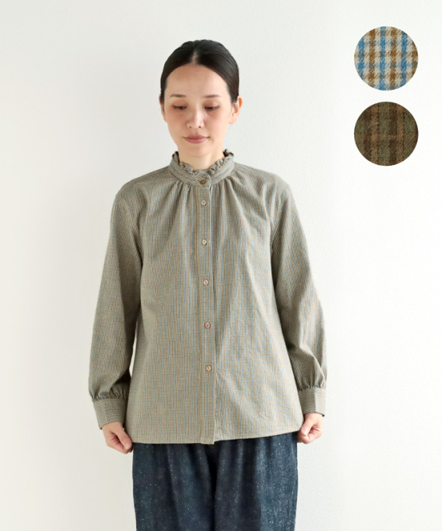 nofl】ビエラチェックフリルブラウス 644211270 | ナチュラル服通販